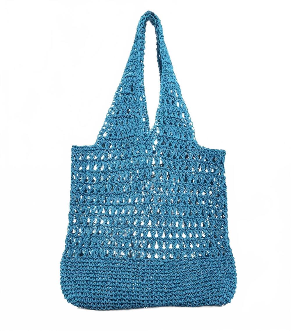 NEW AQUA women's handcrafted crochet tote bag in blue
